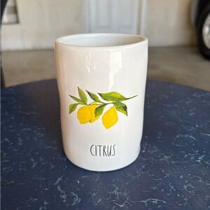 Rae Dunn White Citrus Mug with Yellow Lemons